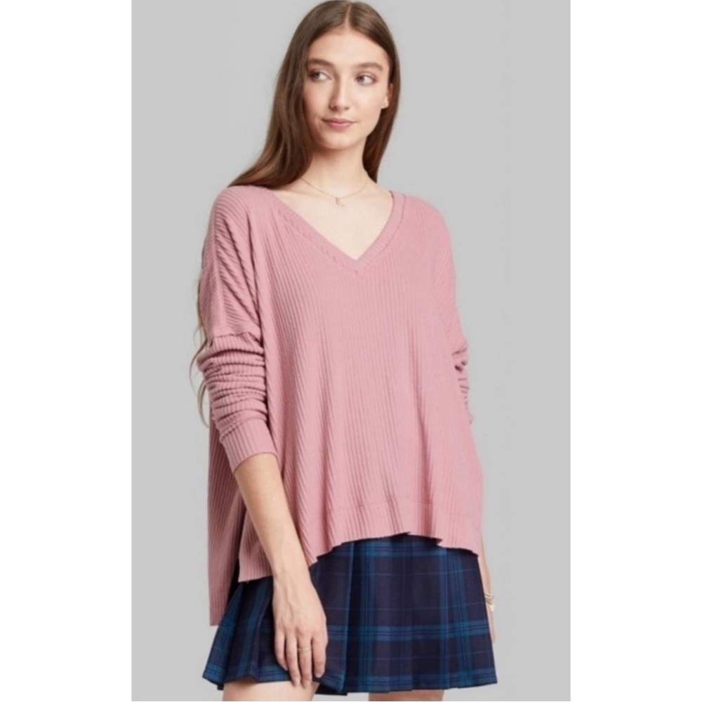 Wild Fable V-Neck Soft and Cozy Ribbed Top